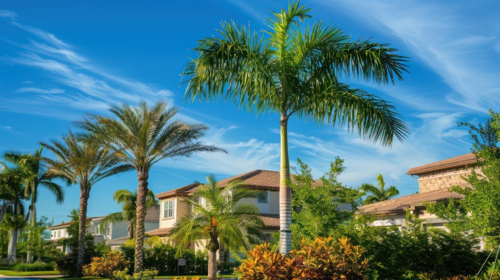 New Smyrna Beach neighborhood and palm trees