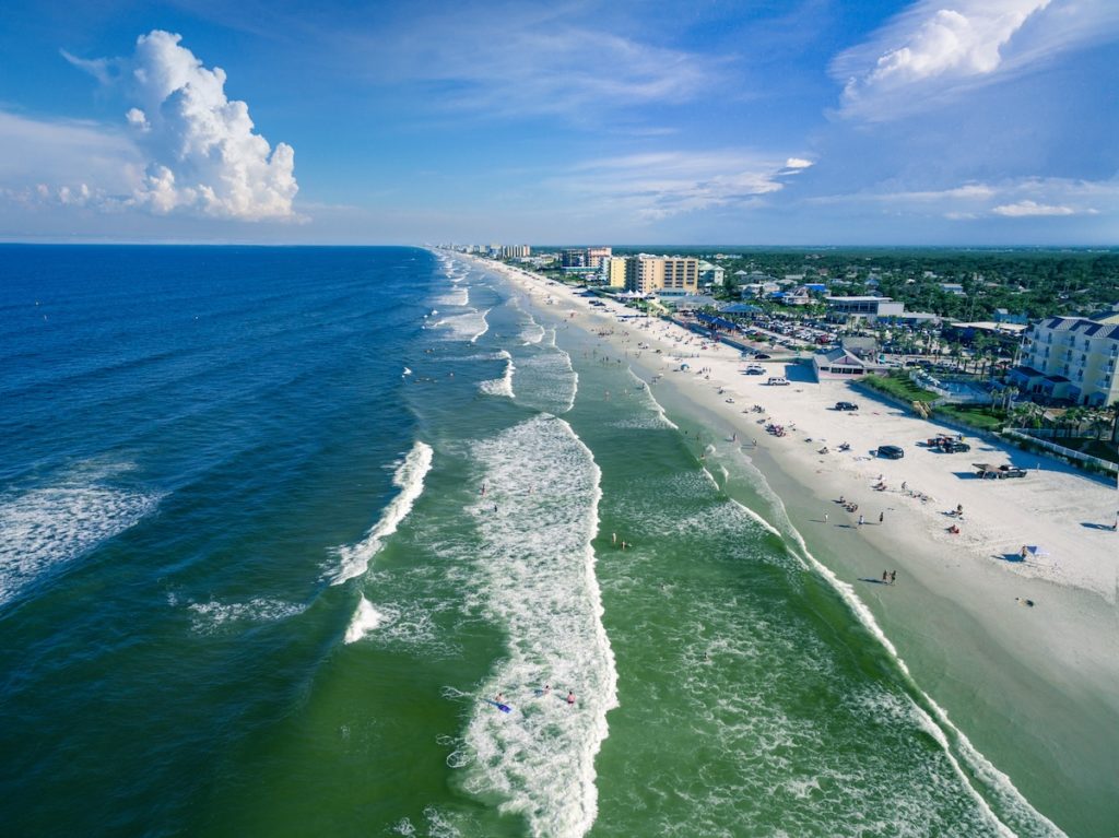 Aerial view of New Smyrna Beach, Florida.